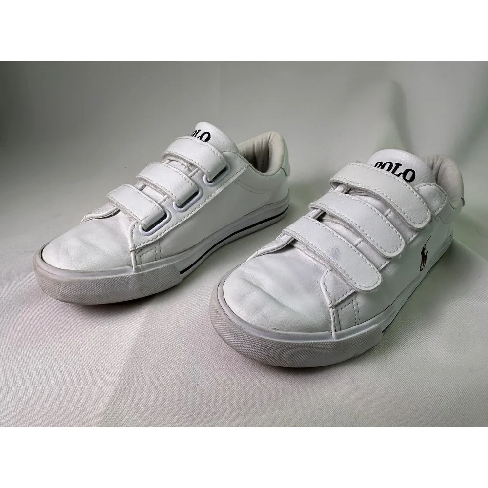 Polo Ralph Lauren Kids Saylor‎ Sneakers White Leather Pony Strap Shoes Size 2